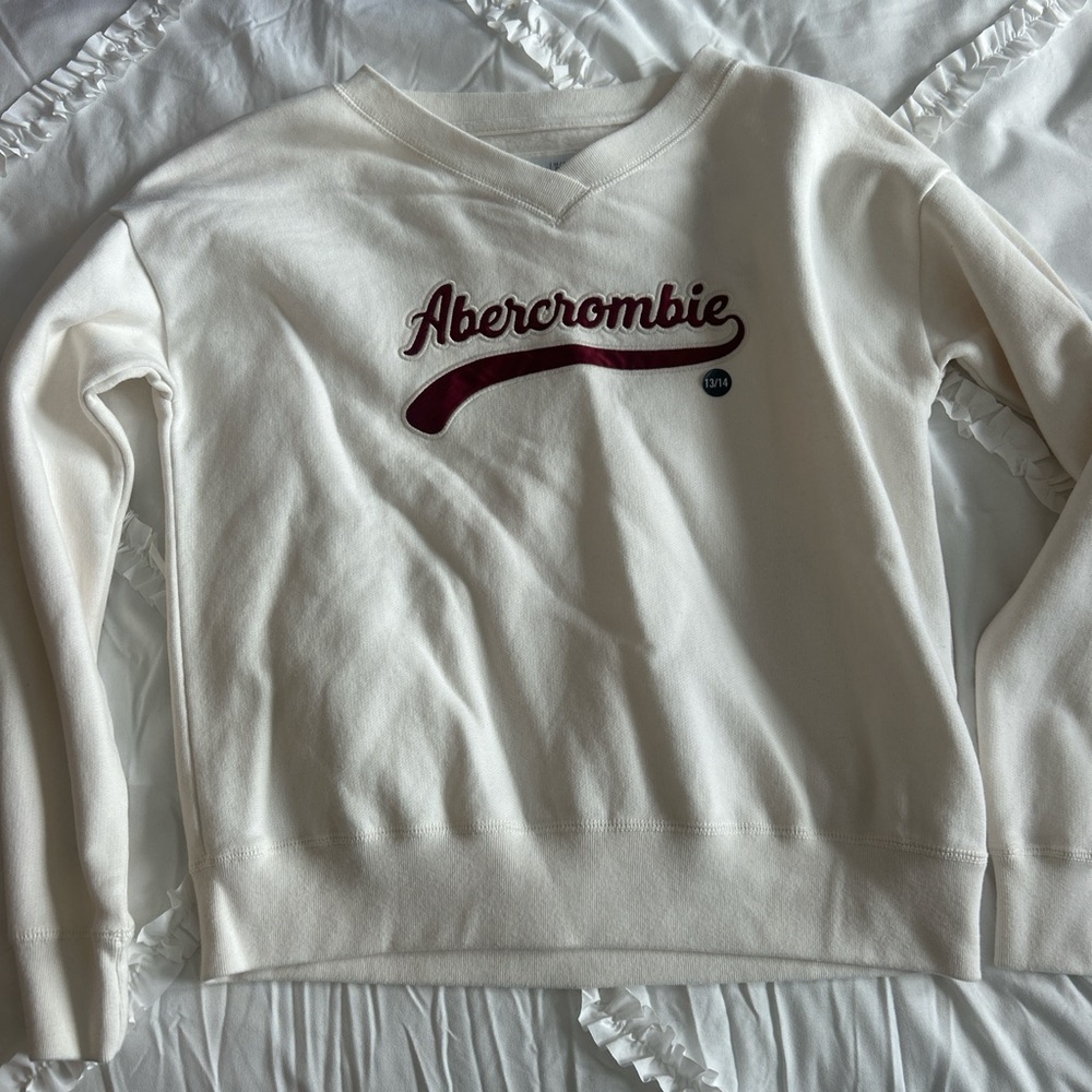 Abercrombie Kids Cream Sweater With Red Embroidery